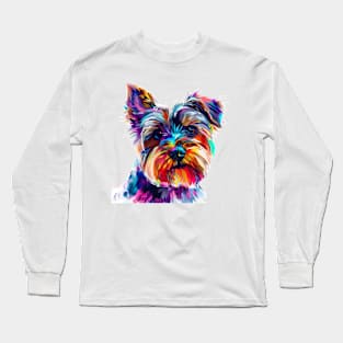 Yorkshire Terrier Colorfull Pop Art Design For Dog Onwer Long Sleeve T-Shirt